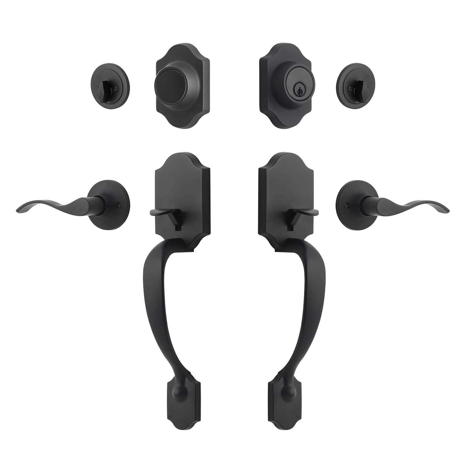 Natsukage Front Door Handle Set Heavy Duty Double Door Lock Set Double Door Handle Sets with Dummy - Zenithce