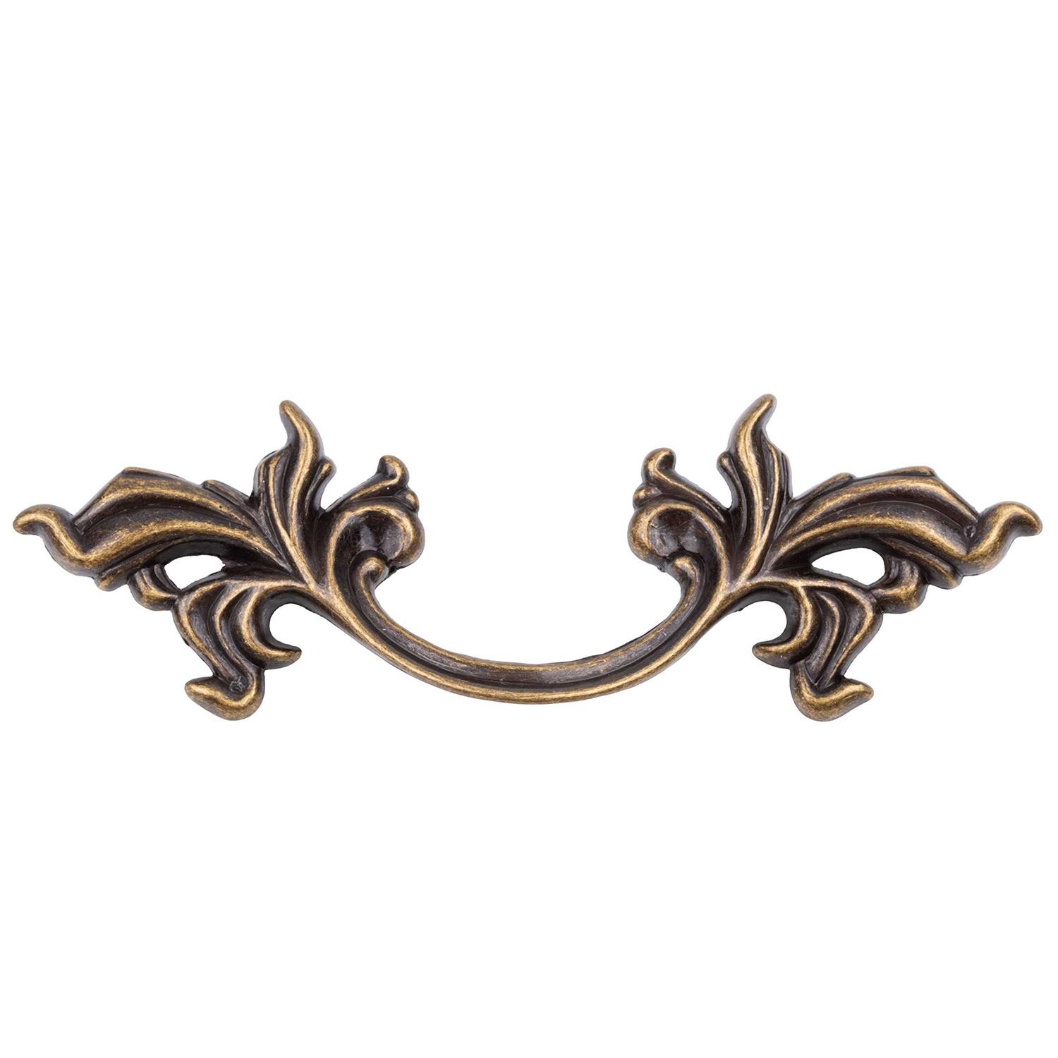 French Provincial Leaf Antique Brass Finished Drawer Pull - Zenithce
