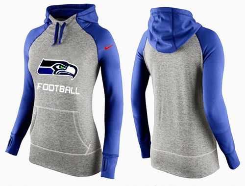 Women's Nike Seattle Seahawks Performance Hoodie Grey   Blue - Zenithce