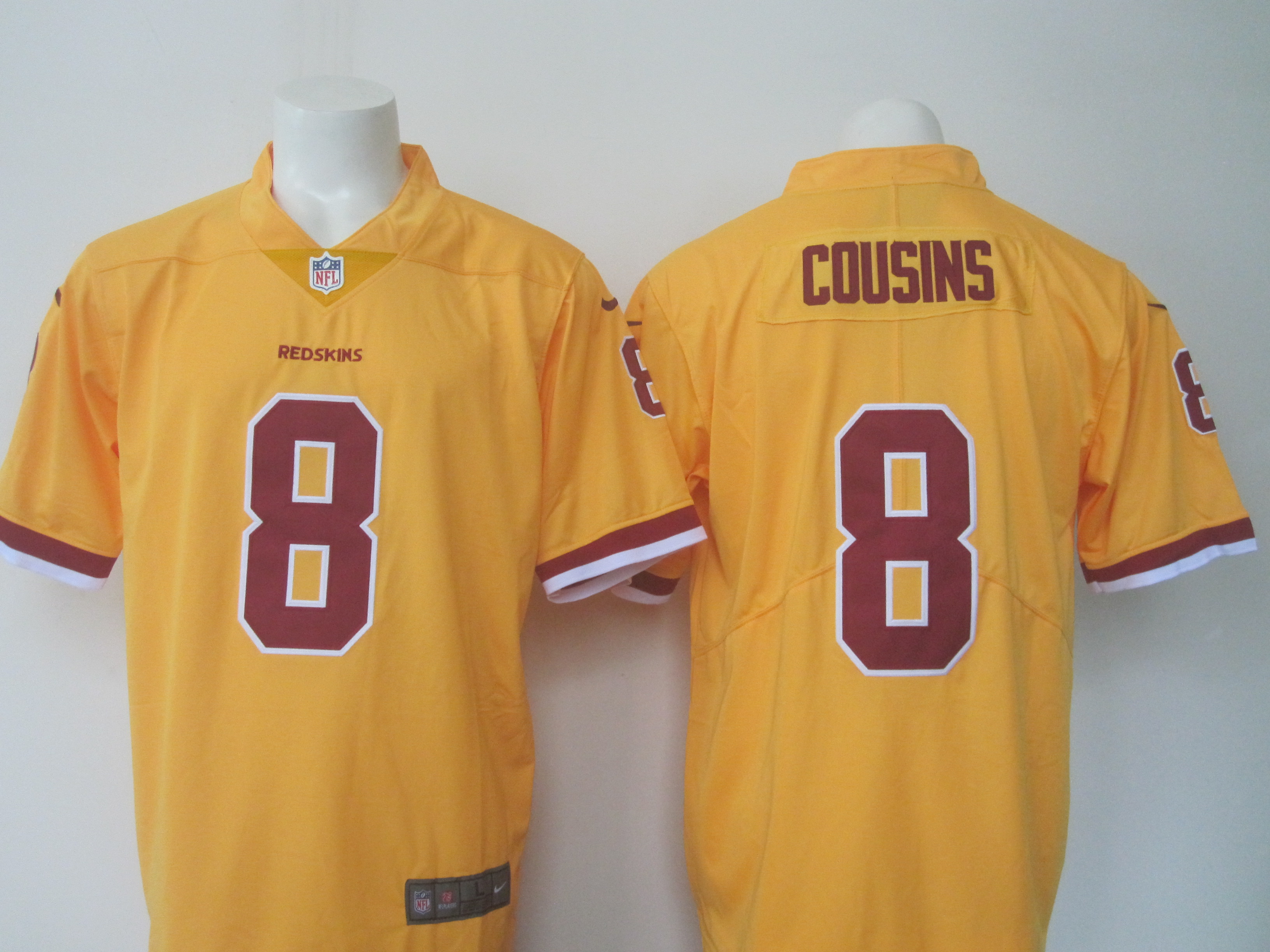 Redskins #8 Kirk Cousins Yellow Limited Rush Stitched Nike Jersey - Zenithce