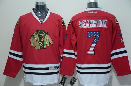 Blackhawks #7 Brent Seabrook Red USA Flag Fashion Stitched Jersey - Zenithce