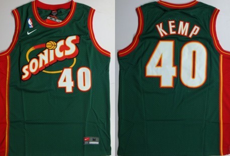 Seattle Supersonics #40 Shawn Kemp 1995-96 Green Swingman Jersey - Zenithce