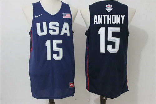 2016 Olympics Team USA #15 Carmelo Anthony Navy Blue Revolution 30 Swingman Jersey - Zenithce