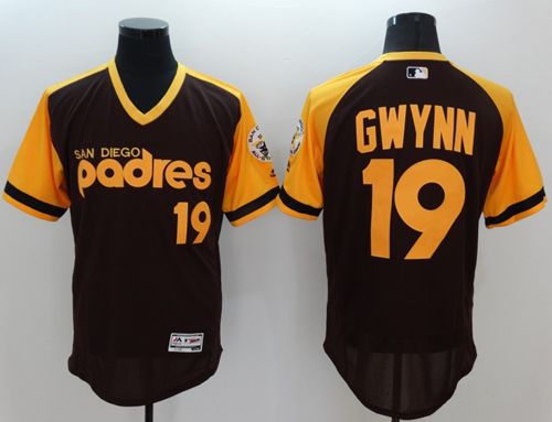 Padres #19 Tony Gwynn Brown Gold Flexbase Authentic Collection Cooperstown Stitched Jersey - Zenithce