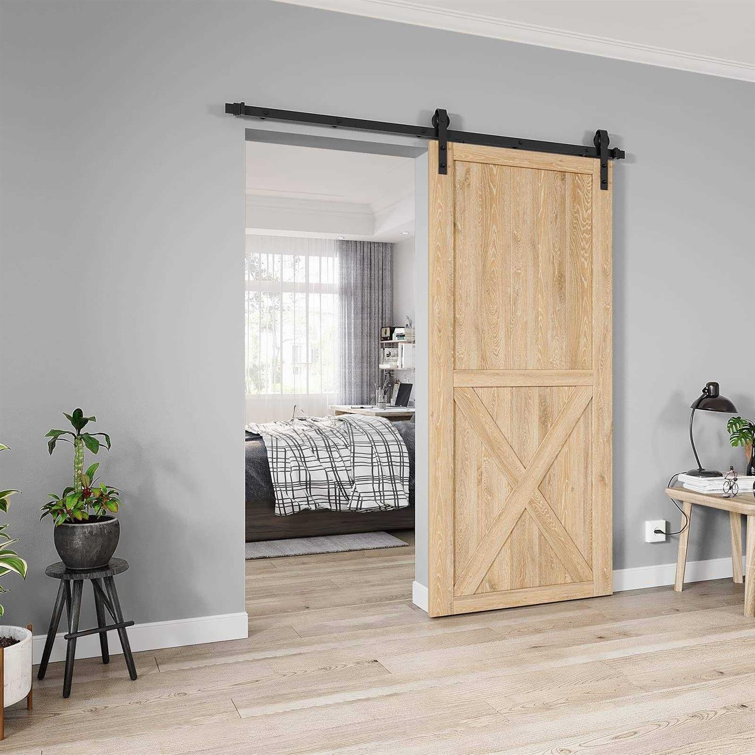 Homlux Heavy Duty Sturdy Sliding Barn Door Hardware Kit Single Door - Zenithce