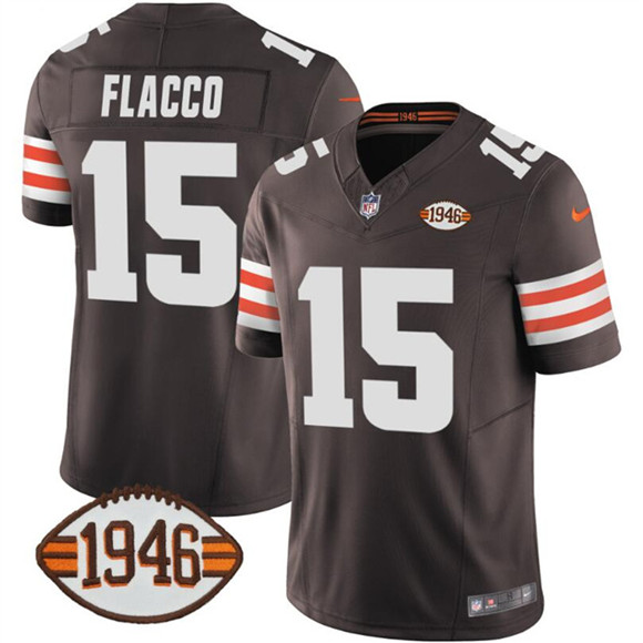 Cleveland Browns #15 Joe Flacco Brown 2025 F.U.S.E. With 1946 75th Anniversary Patch Vapor Limited Football Stitched Jersey - Zenithce
