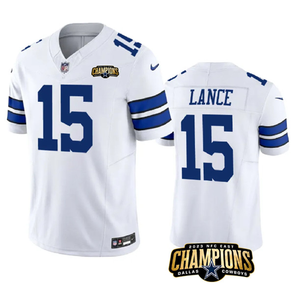 Dallas Cowboys #15 Trey Lance White 2023 F.U.S.E. NFC East Champions Patch Stitched Jersey - Zenithce