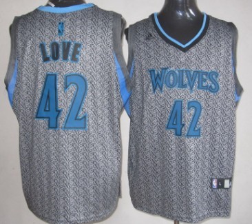 Minnesota Timberwolves #42 Kevin Love Gray Static Fashion Jersey - Zenithce
