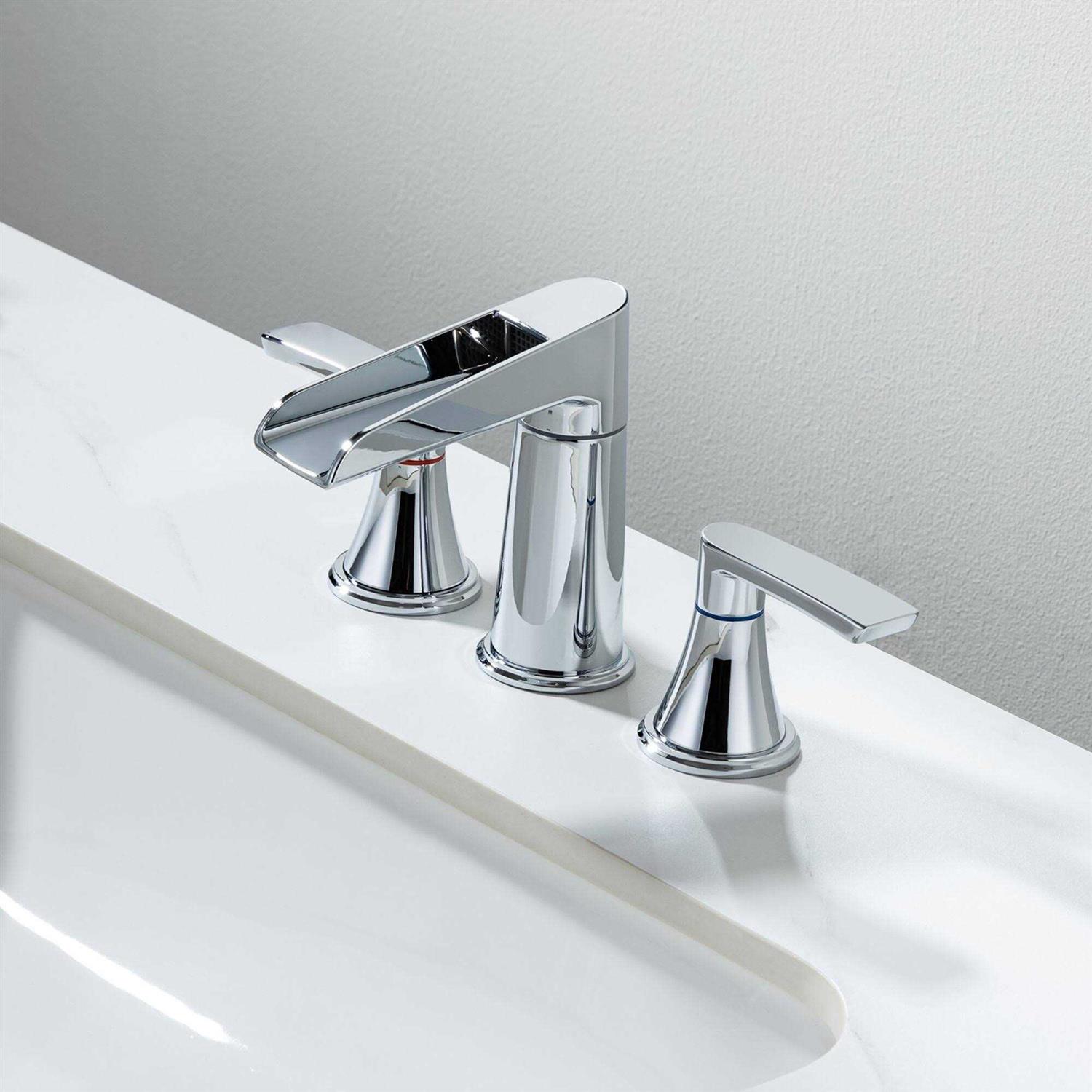Rainlex Waterfall 8 in. Widespread Double handle Bathroom Faucet with Drain Assembly RX83005H - Zenithce