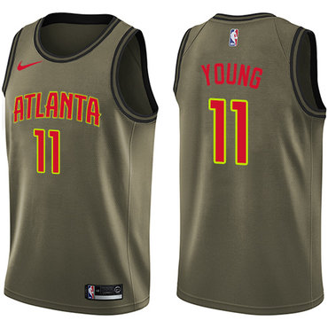 Hawks #11 Trae Young Green Swingman Salute to Service Jersey - Zenithce