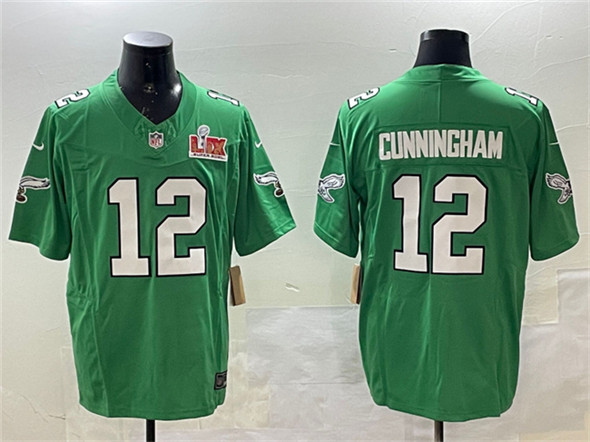 Philadelphia Eagles #12 Randall Cunningham Green 2025 Super Bowl LIX Patch F.U.S.E. Throwback Vapor Untouchable Limited Stitched Jersey - Zenithce