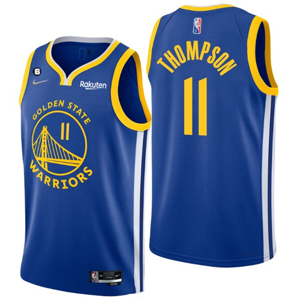 Golden State Warriors #11 Klay Thompson Royal With No.6 Patch Stitched Jersey - Zenithce