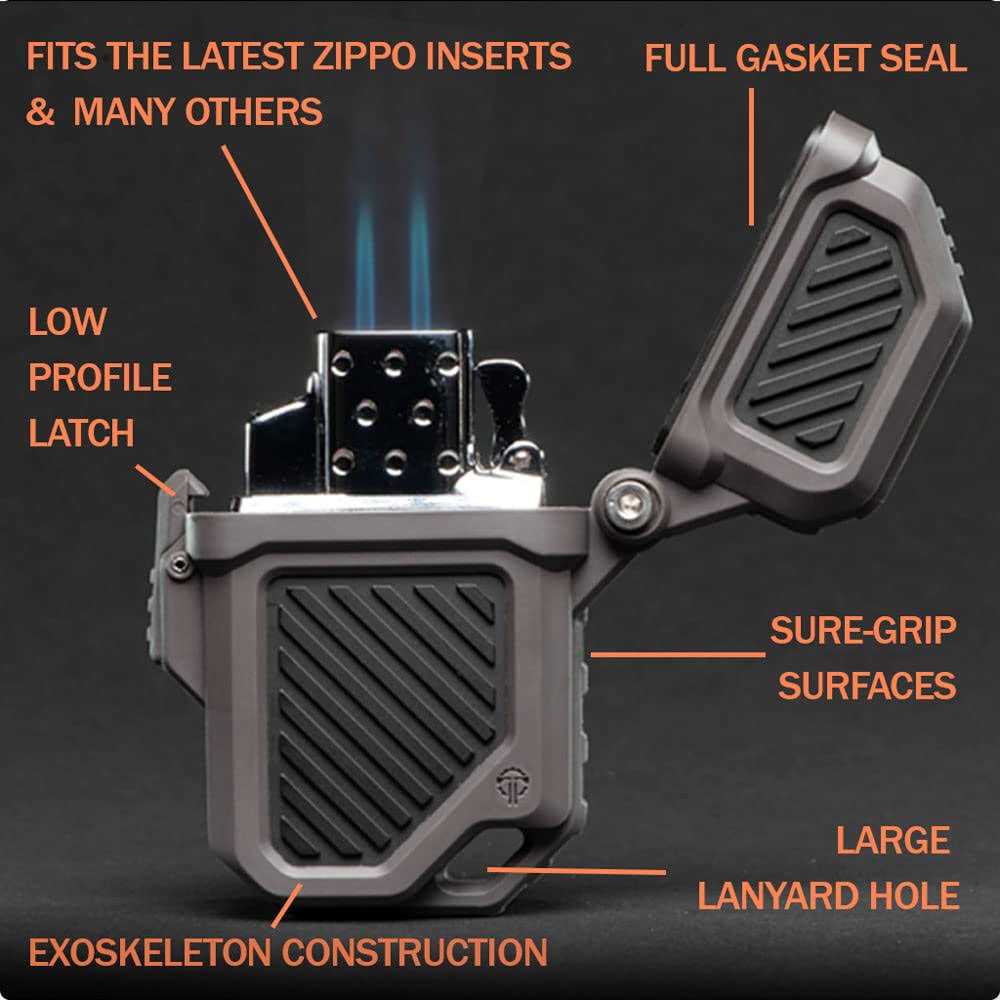 Thyrm PyroVault 2.0 Lighter Armor Compatible with Zippo Inserts, for Protection, Less Evaporation, and Retention - Zenithce