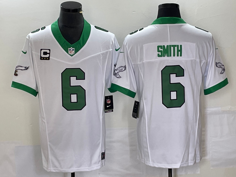 Philadelphia Eagles #6 DeVonta Smith White 2023 F.U.S.E. With C Patch Vapor Untouchable Stitched Jersey - Zenithce