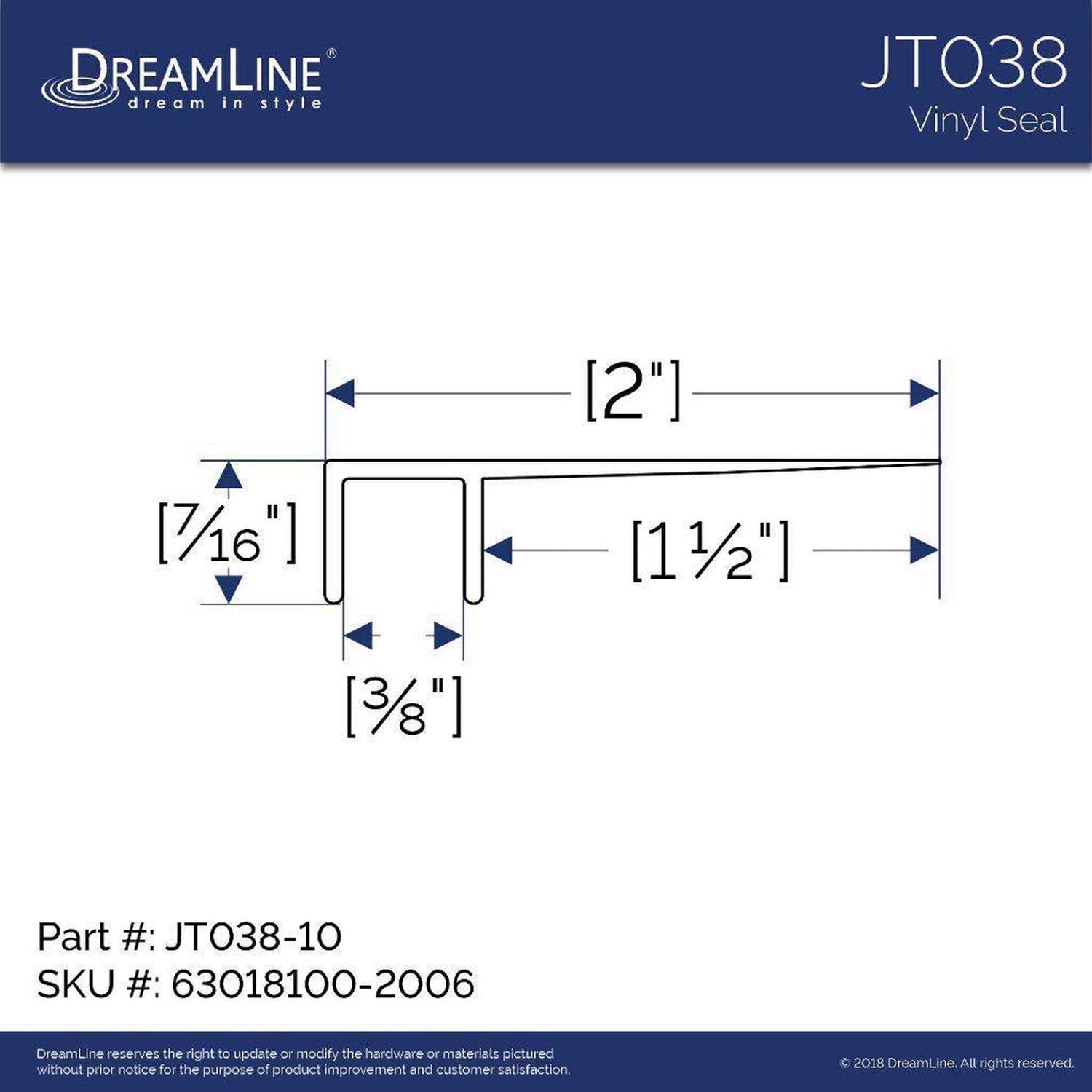 DreamLine Vinyl Seal Door Sweep 63018100 - Zenithce