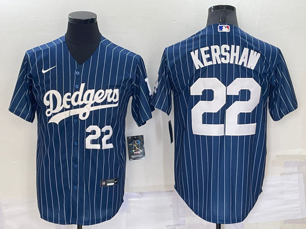 Los Angeles Dodgers #22 Clayton Kershaw Navy Cool Base Stitched Baseball Jersey - Zenithce