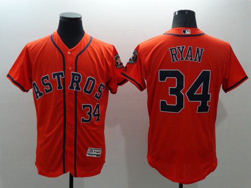 Astros #34 Nolan Ryan Orange Flexbase Authentic Collection Stitched Jersey - Zenithce