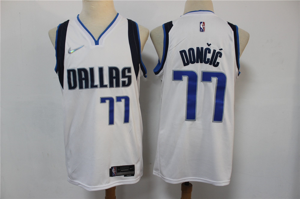 Dallas Mavericks #77 Luka Doncic 75th Anniversary Diamond White 2021 Stitched Jersey - Zenithce