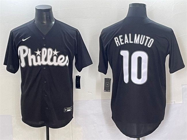 Philadelphia Phillies #10 J.T. Realmuto Black Lights Out Limited Stitched Jersey - Zenithce