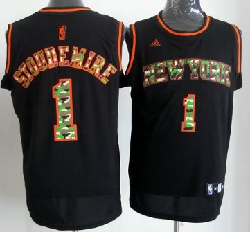 New York Knicks #1 Amare Stoudemire Black Camo Fashion Jersey - Zenithce