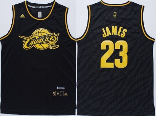 Cleveland Cavaliers #23 LeBron James Revolution 30 Swingman 2014 Black With Gold Jersey - Zenithce