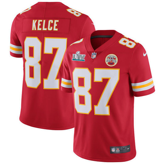 Kansas City Chiefs #87 Travis Kelce Super Bowl LIV Red Vapor Untouchable Limited Stitched Jersey - Zenithce