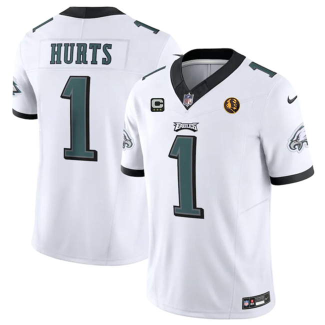 Philadelphia Eagles #1 Jalen Hurts White 2023 F.U.S.E. With 3-Star C Patch And John Madden Patch Vapor Limited Stitched Jersey - Zenithce
