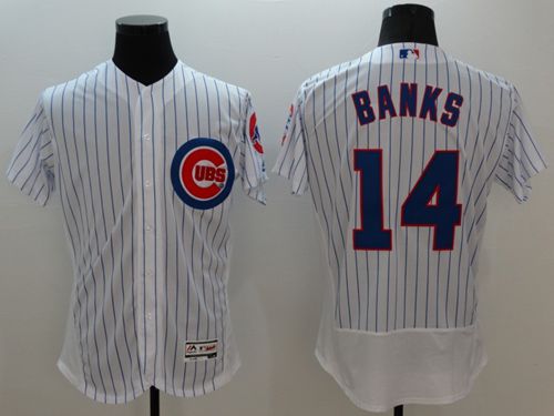 Cubs #14 Ernie Banks White Flexbase Authentic Collection Stitched Jersey - Zenithce
