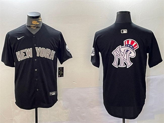 New York Yankees Team Big Logo Black With Patch Limited Stitched Jersey - Zenithce