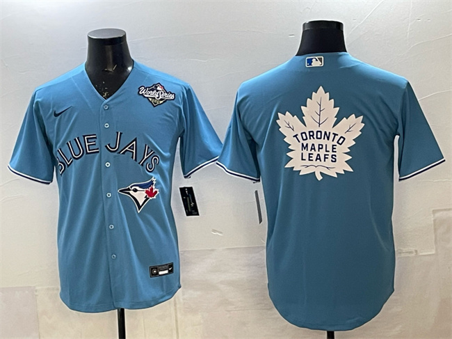 Toronto Blue Jays Leafs Blue 2025 World Series With White Leafs Logo Cool Base Stitched Jersey - Zenithce