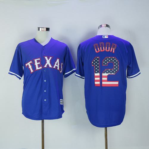 Rangers #12 Rougned Odor Blue USA Flag Fashion Stitched Jersey - Zenithce