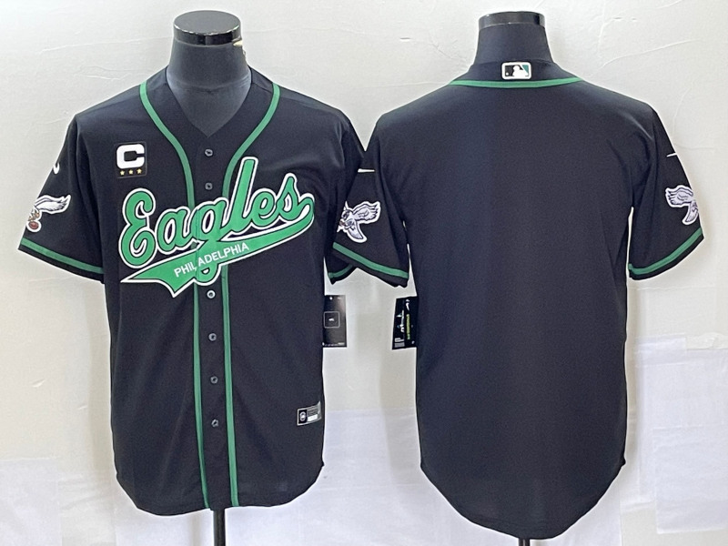 Philadelphia Eagles Blank Black With C Patch Cool Base Stitched Jersey - Zenithce