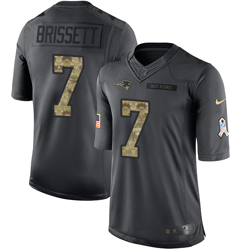 Patriots #7 Jacoby Brissett Black Stitched Limited 2016 Salute To Service Nike Jersey - Zenithce
