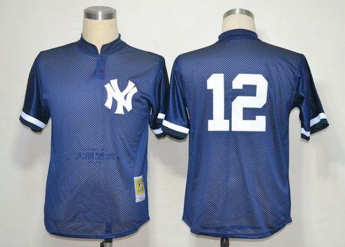 Mitchell And Ness 1995 Yankees #12 Wade Boggs Blue Throwback Stitched Jersey - Zenithce