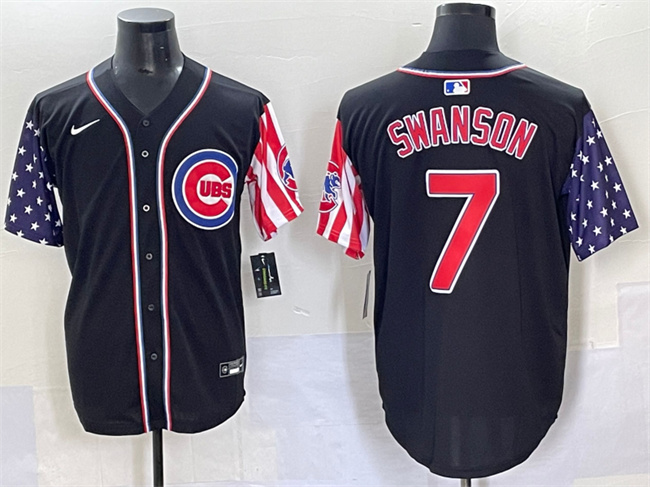 Chicago Cubs #7 Dansby Swanson Black 2025 Independence Day Vapor Premier Limited Stitched Jersey - Zenithce