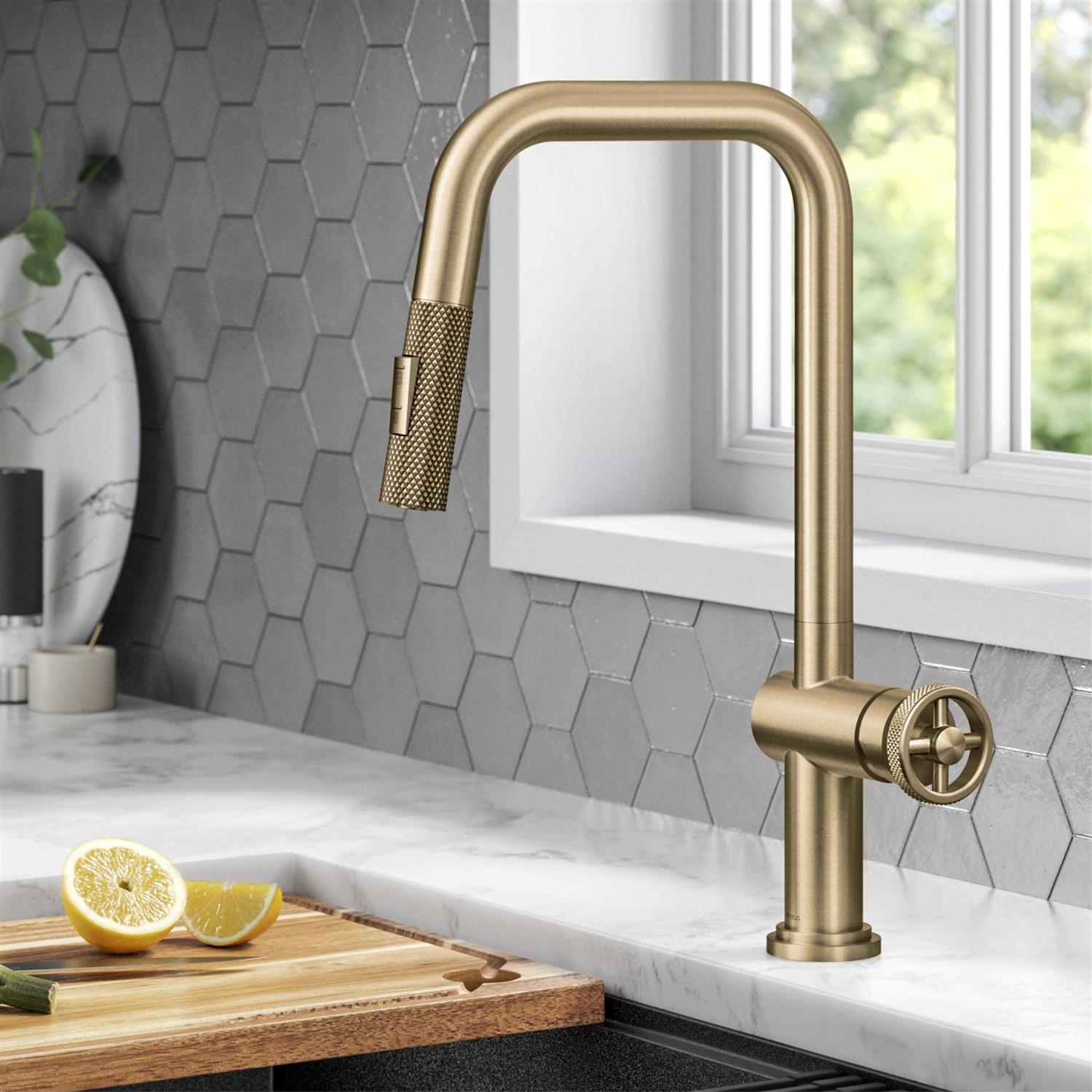 Kraus KPF-2821SFACB Oletto High-Arc Single Handle Pull-Down Kitchen Faucet - Zenithce