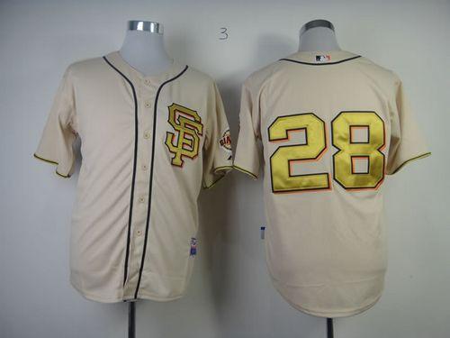 Giants #28 Buster Posey Cream Gold No. Stitched Jersey - Zenithce
