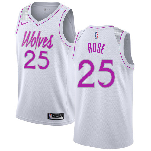 Timberwolves #25 Derrick Rose White Swingman Earned Edition Jersey - Zenithce