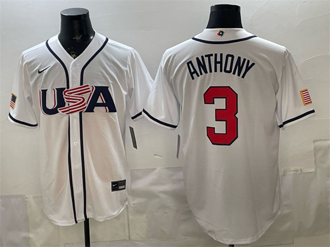 USA #3 Roman Anthony White 2026 World Classic Home Stadium Stitched Jersey - Zenithce