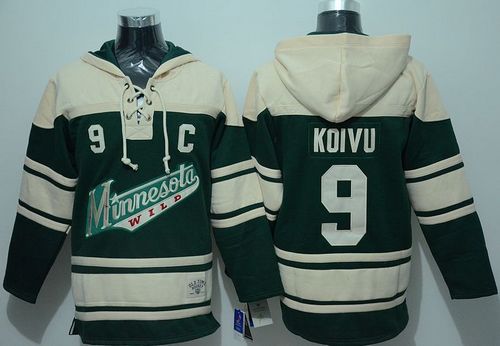 Wild #9 Mikko Koivu Green Sawyer Hooded Sweatshirt Stitched Jersey - Zenithce