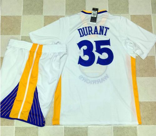 Warriors #35 Kevin Durant White Long Sleeve A Set Stitched Jersey - Zenithce