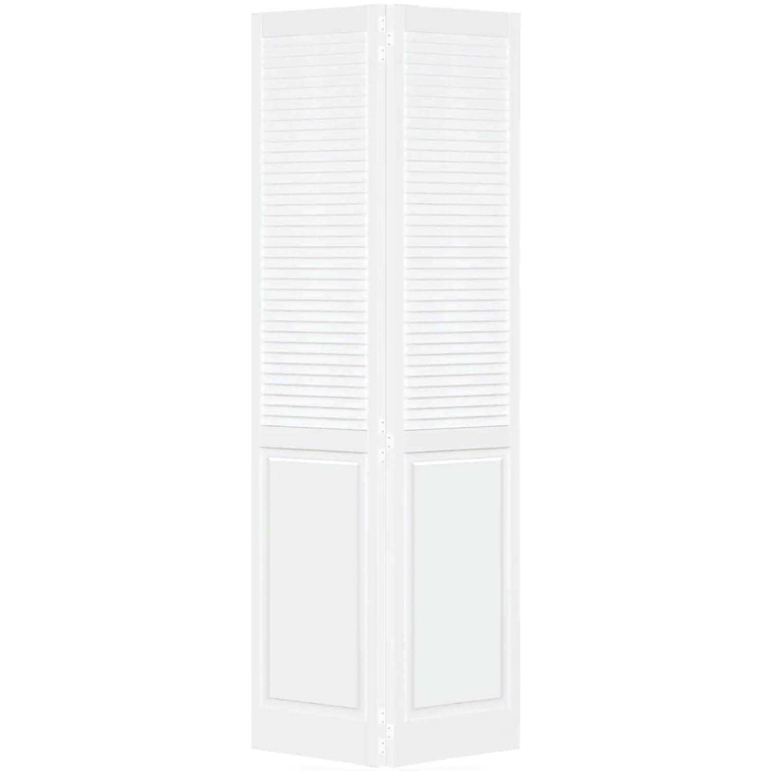 Kimberly Bay Traditional Louver Panel White Solid Core Wood Bi-fold Door - Zenithce