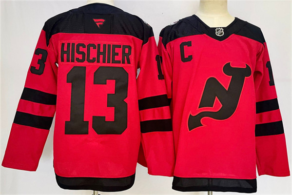 New Jersey Devils #13 Nico Hischier Red 2024-25 With C Patch Stitched Jersey - Zenithce