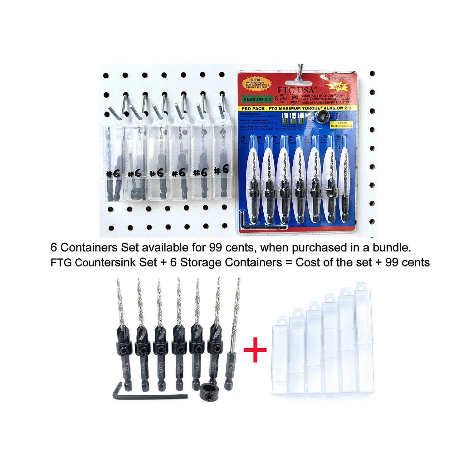 FTG USA 6 Piece Drill Bit Cases Designed as Storage Container for Adjustable Countersink Drill Bits - Zenithce