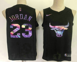 Chicago Bulls #23 Michael Jordan Black Iridescent 2021 Swingman Stitched Jersey - Zenithce