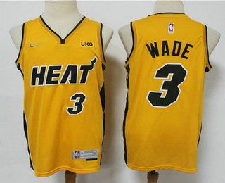 Miami Heat #3 Dwyane Wade Yellow Swingman 2021 Earned Edition Stitched Jersey With NEW Sponsor Logo - Zenithce