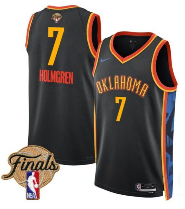 Oklahoma City Thunder #7 Chet Holmgren Black 2025 Finals City Edition Stitched Jersey - Zenithce