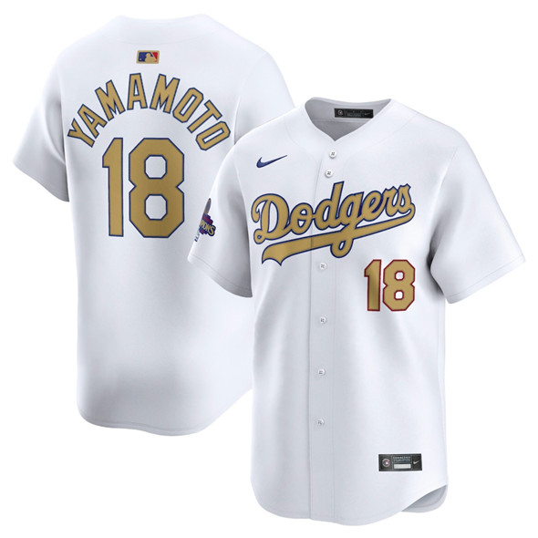 Los Angeles Dodgers #18 Yoshinobu Yamamoto White 2025 Gold Collection Limited Stitched Jersey - Zenithce