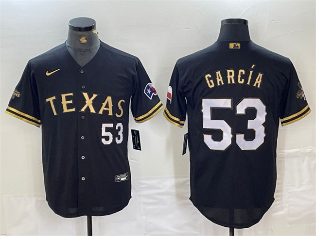 Texas Rangers #53 Adolis García Black Gold With Patch Cool Base Stitched Jersey - Zenithce