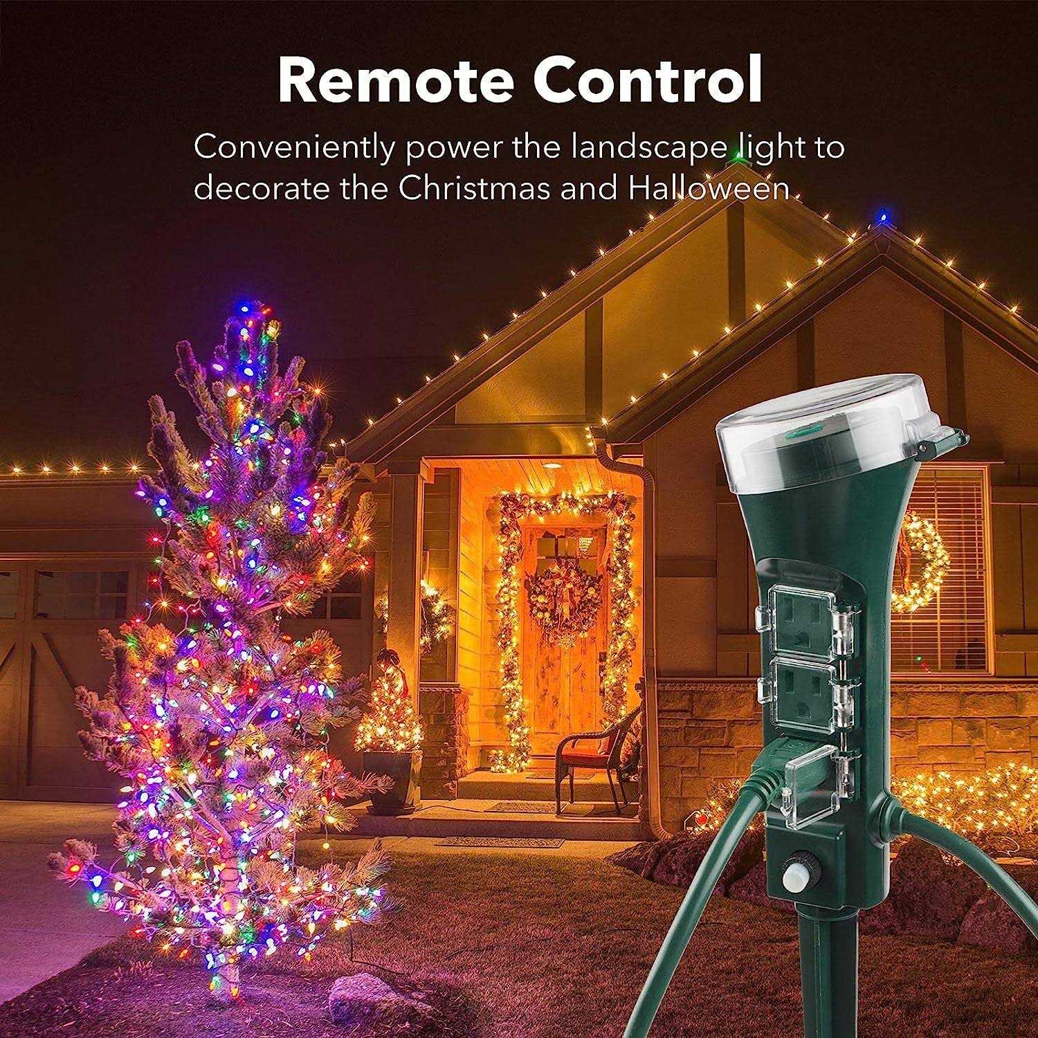 Hbn Outdoor Indoor Wireless Remote Control 3-Prong Outlet Weatherproof Heavy Duty 15 A Compact 1 Remote 3 Outlets with Remote 6-inch Cord 100ft Range - Zenithce